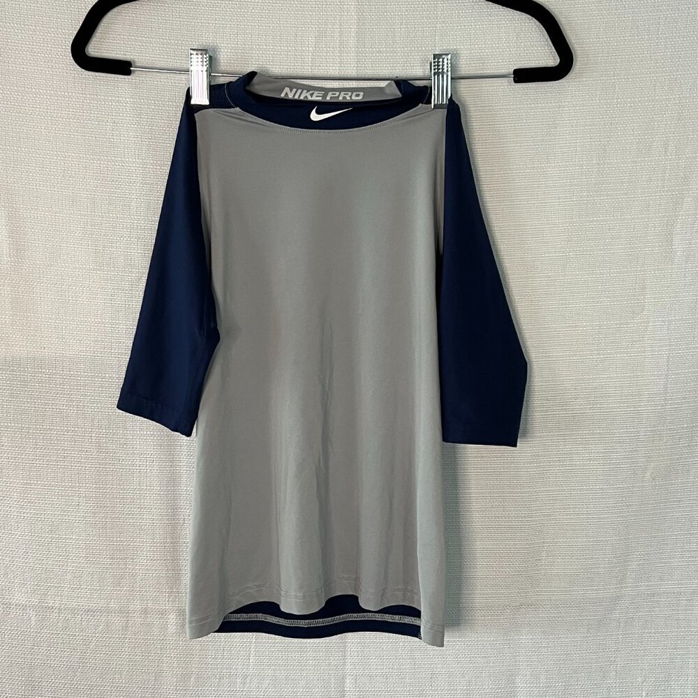 Nike pro dryfit boys small thermal Baseball Sports shirt Navy - 0333